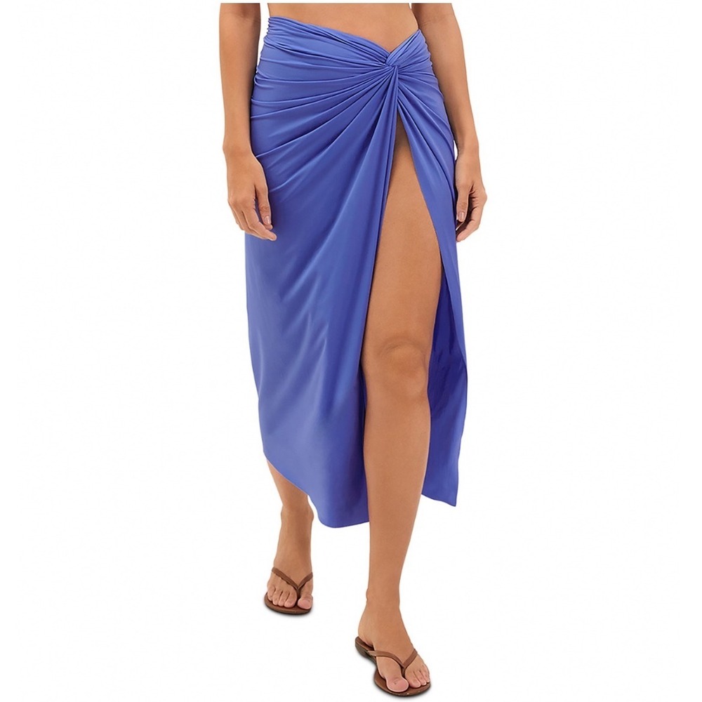 ViX Paula Hermanny Karen Midi Cover Up Skirt Blue Medium NWT